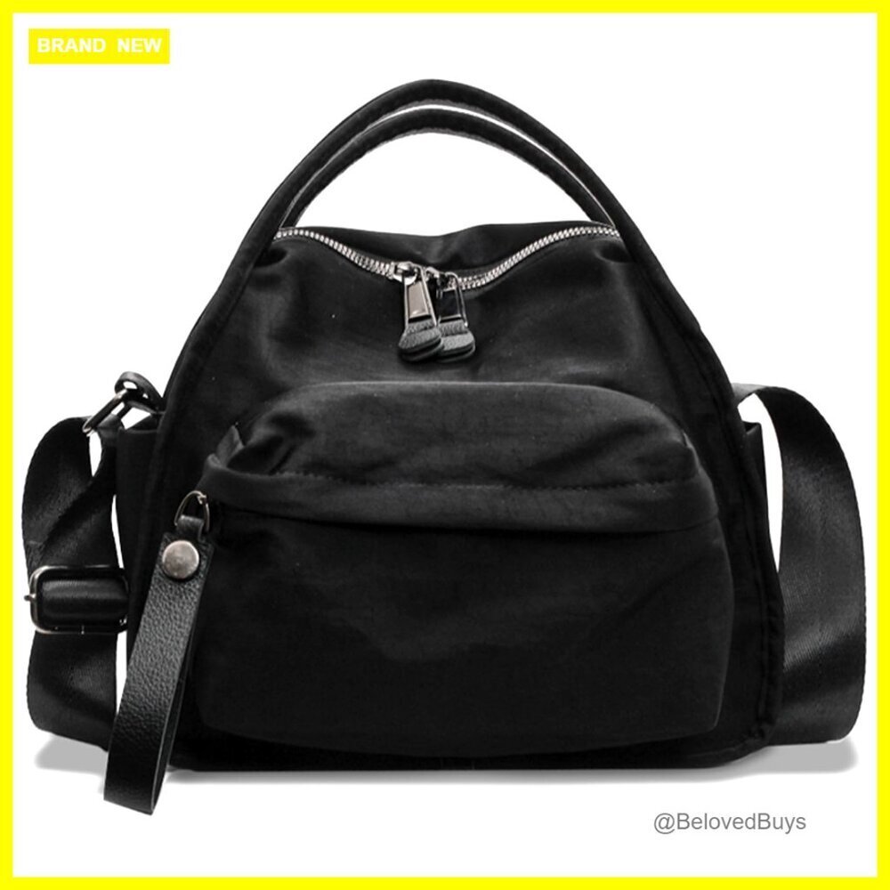 Nylon Crossbody Bag with Front Pocket, Top Handle, Lightweight Hobo Purse